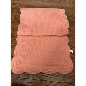 Nicole Miller Quilted Table Runner Scallop Pink Coral 18" x 110" Valentines Day